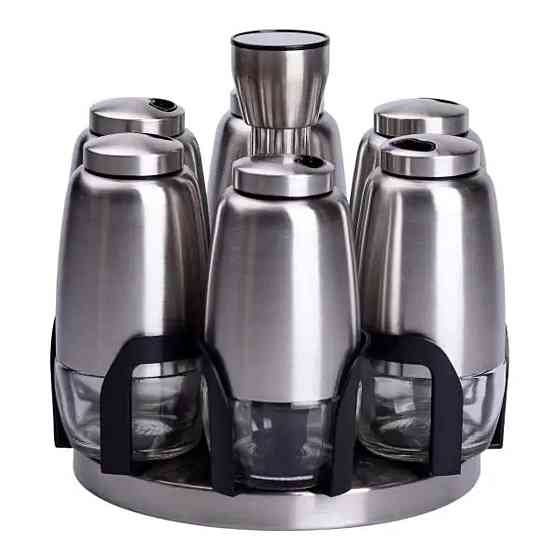 Набір баночок для спецій 6 шт 15х15х16 см карусель для зберігання спецій HP-1300 Київ