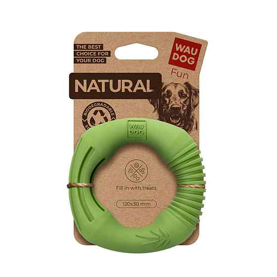 Іграшка для собак WAUDOG Fun Natural Кільце, біорозкладна гума, 12 см, зелена Київ