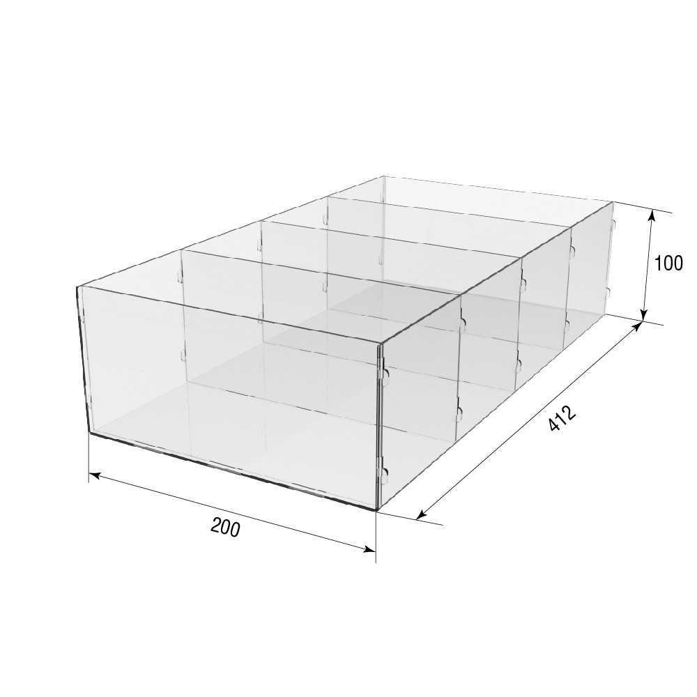 Коробка акриловая EKOSTAR 4 ячейки 412х200х100 Киев - изображение 3