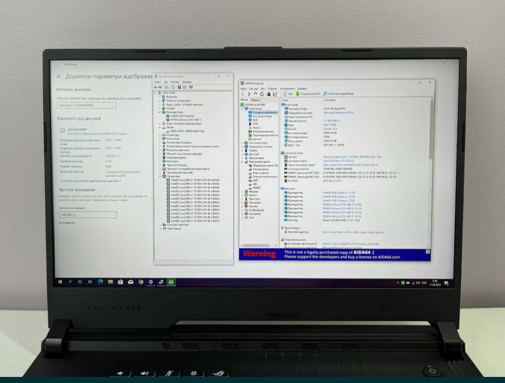 ASUS STRIX 240Hz i7-10750H GTX 1660Ti 6Gb RAM 16Gb SSD 512GB. Ноутбук. Киев - изображение 8