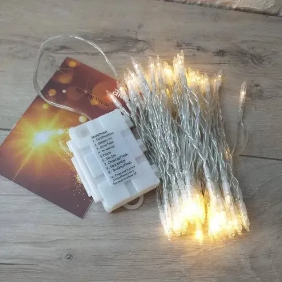 Светодиодная гирлянда нить Aloici YF054 на батарейках 50 LED 5 м 1шт/1 уп Теплый белый (AM-168) Днепр