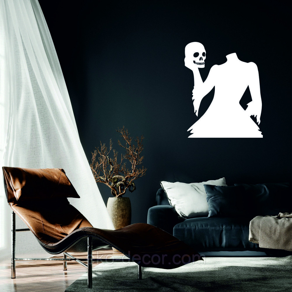 Декоративное настенное Панно «Безголовая женщина и череп», Декор на стену 110*90 см, Белый Киев - изображение 1