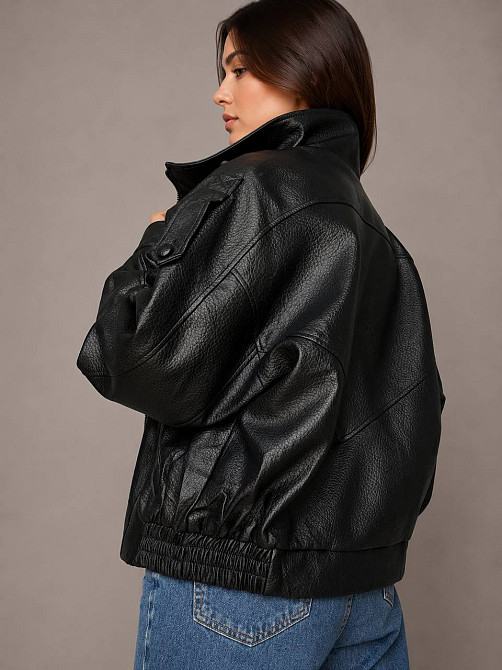 Куртка женская Lady Yep 30581 из экокожи косуха оверсайз черная, черный, M Киев - изображение 4