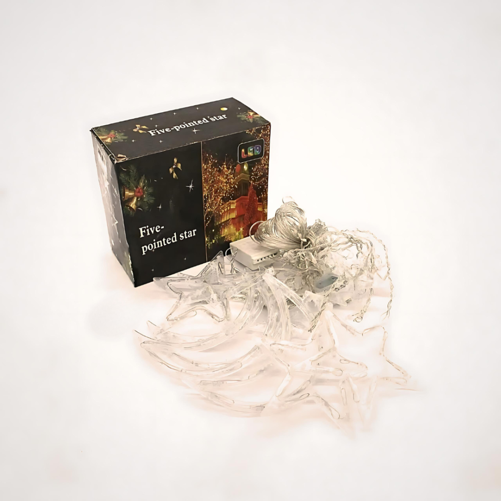 Гирлянда штора с фигурками светодиодный занаве с фигурами звезды и луна Niki Light 2.7 м 138 LED Теплый белый Киев - изображение 8