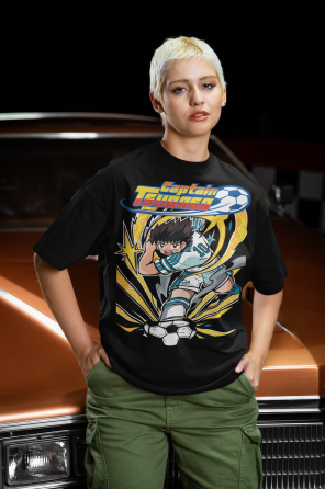 Футболка для мальчика аниме Каптаин Тсубаса Соккер Манга оверсайз (рост от 165 до 180 ) Черний AnimeJ0711m Днепр