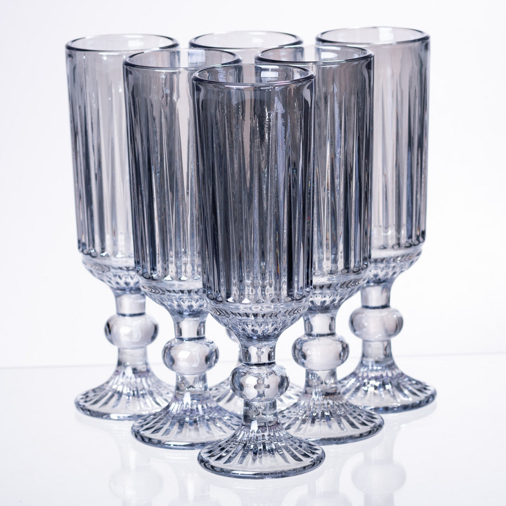 Набор бокалов для шампанского 6 штук 160 (мл) Голубой HP-19-67 Киев - изображение 1