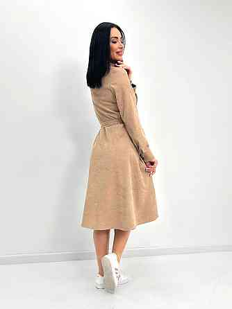 Вельветовое платье миди Ofelia 46-48, Трехнитка начес, Бежевый Киев