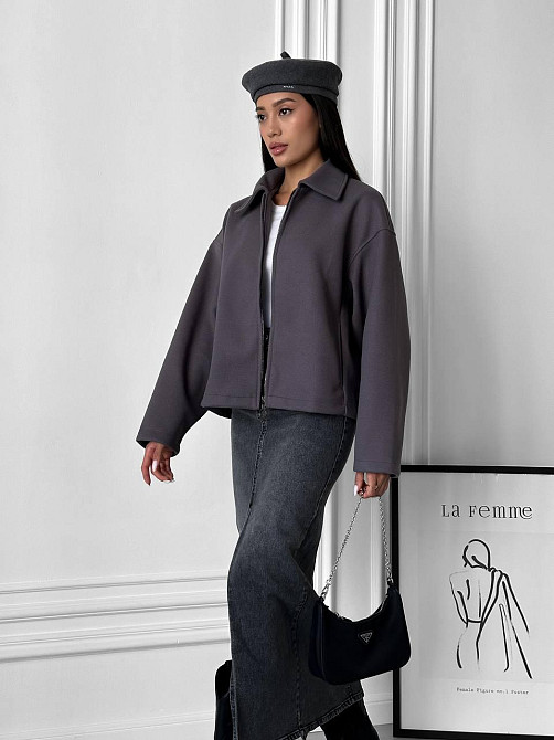 Женский теплый базовый оверсайз жакет на молнии из кашемира Одесса - изображение 6
