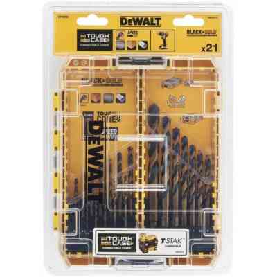 Набор сверл DeWALT по металлу Black&Gold HSS-G, 21 шт, кейс ToughCase (DT70755) Винница