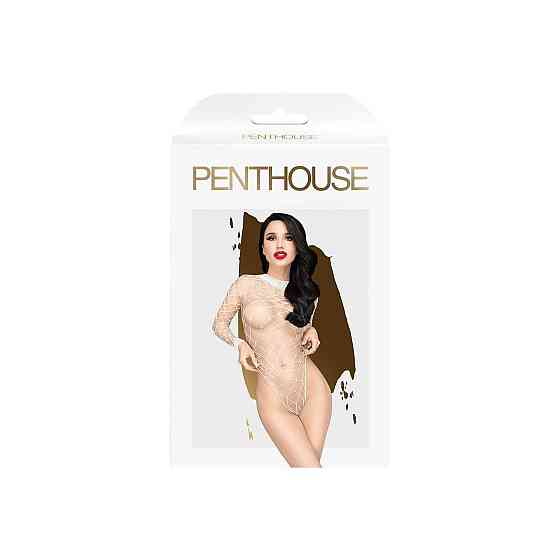 Боди Penthouse Scandalous S/L White, крупная сетка, высокий воротник, длинные рукава Sex Aura Киев