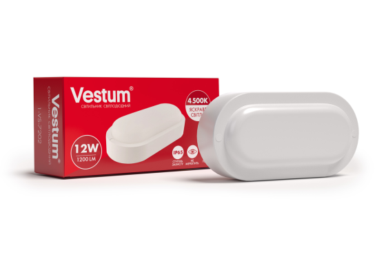 Світлодіодний овальний світильник ЖКГ Vestum 12W 4500K 220V 1-VS-7202 Київ