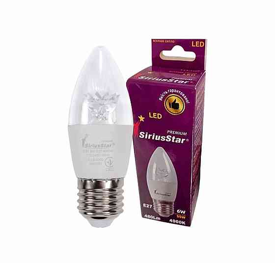 Світлодіодна лампа SIRIUSSTAR 3300 СA37 crystal 6W-4000K-E27 Коломия