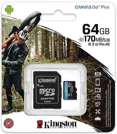 Картка пам'яті Kingston Canvas Go! Plus microSDXC 64GB UHS-I U3 V30 Київ
