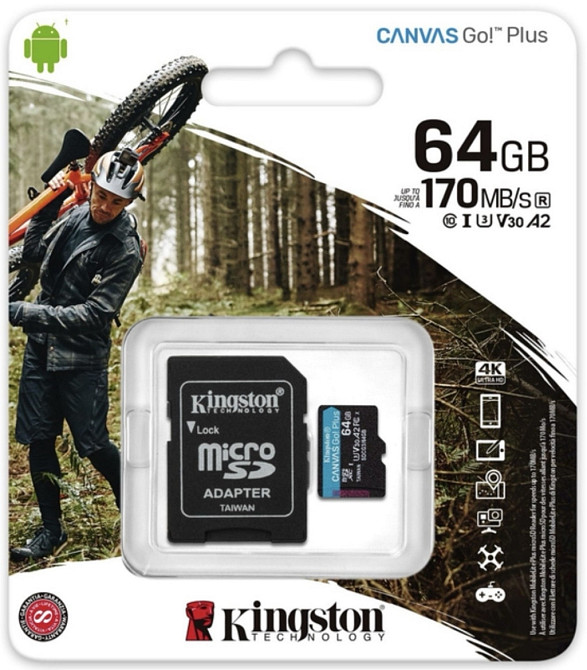 Картка пам'яті Kingston Canvas Go! Plus microSDXC 64GB UHS-I U3 V30 Київ - фото 3