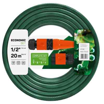 Поливочный шланг Cellfast набор ECONOMIC, 1/2", 20м, 3 слоя, ороситель, комплект для подключения (10-100) Винница