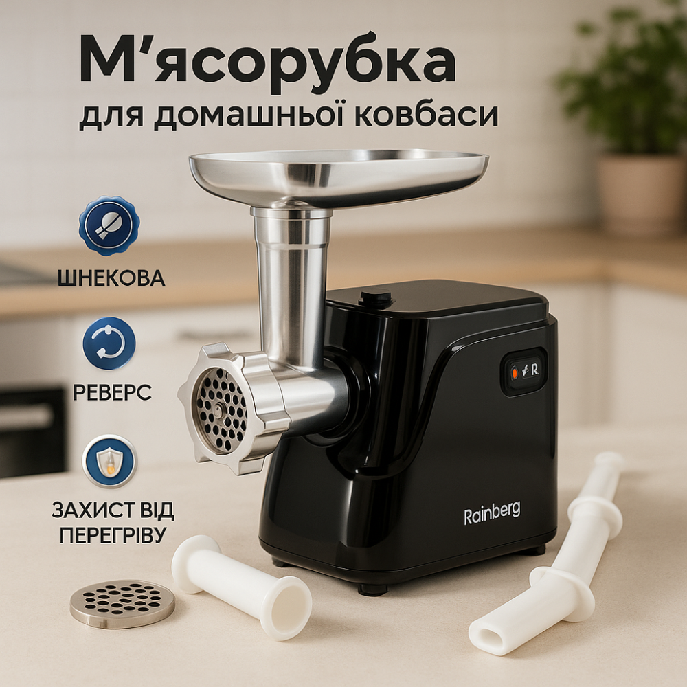 Мясорубки для колбасы Rainberg, Мясорубка реверс насадки, Мясорубка с функцией измельчения мяса EK-59 Львов - изображение 15