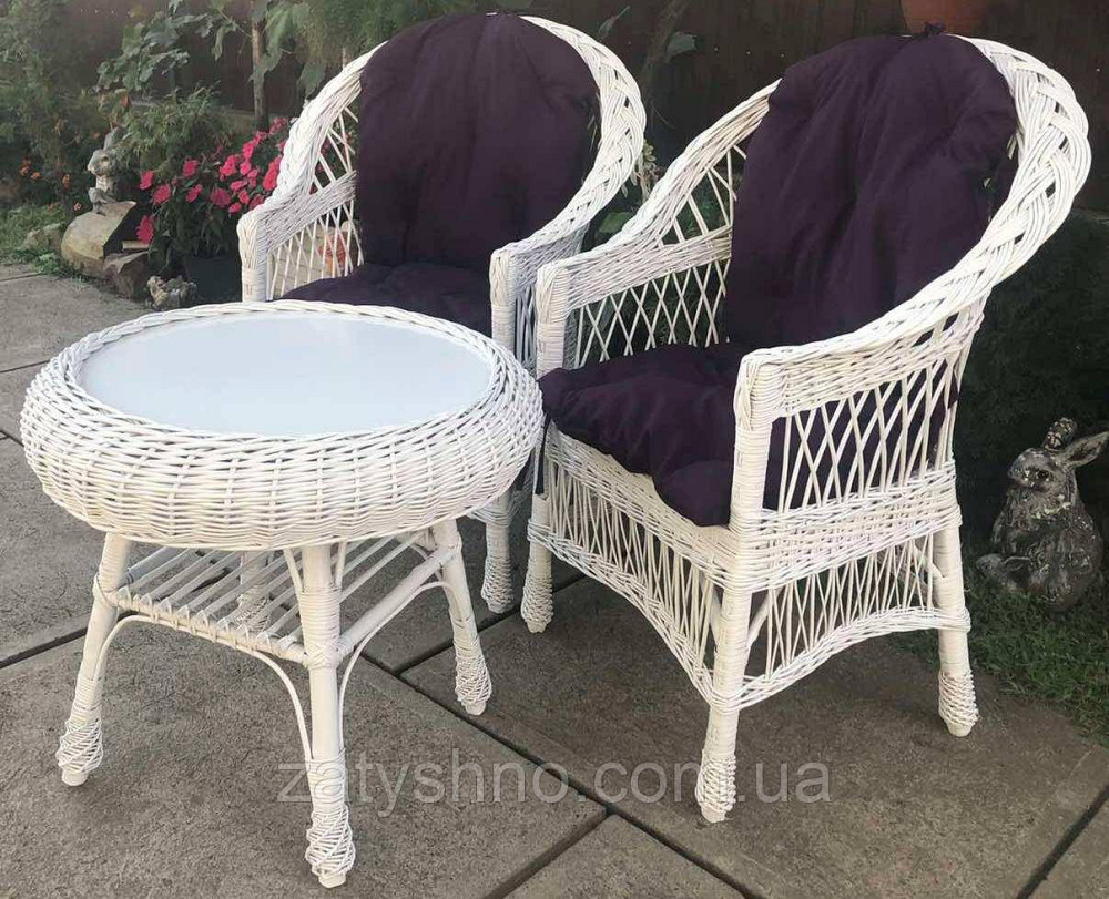 Плетеная белая мебель  |  Мебель из лозы белая |мебель плетеная с журнальным столом Киев - изображение 5