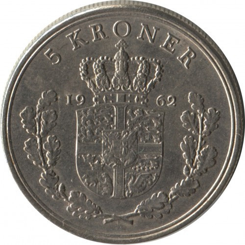 Монета 5 крон. 1962 год, Дания. Полтава - изображение 1
