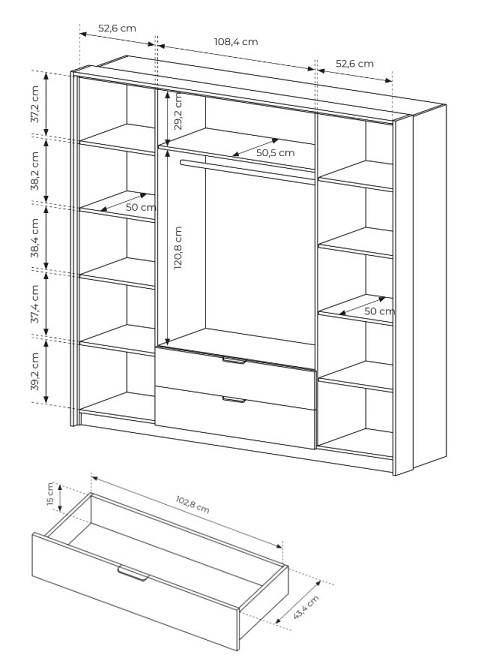 Шафа для одягу Perfect Home Мілтон / Milton 4-дверна з дзеркалом 4D2S/220 Каштан/антрацит (PFH-091085) Дніпро - фото 7