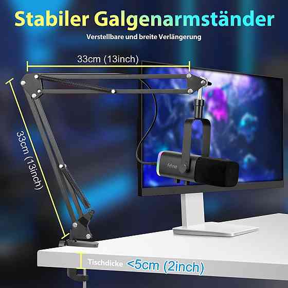 Микрофон динамический стриминговый потоковый с кронштейном RGB-подсветкой для студии подкастов гейминга ПК Киев