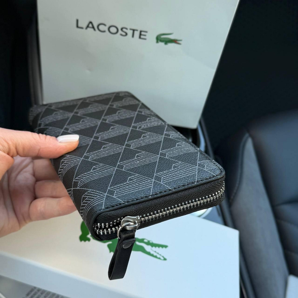 Мужской брендовый кошелек Lacoste (А7) черный Киев - изображение 3