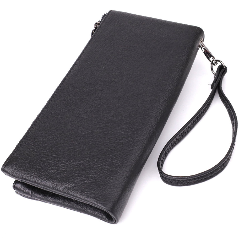 Практичный кожаный кошелек на три отделения Черный (ST Leather) Киев - изображение 6