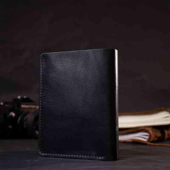 Стильное кожаное портмоне с держателем для Apple AirTag Черный (GRANDE PELLE) Киев