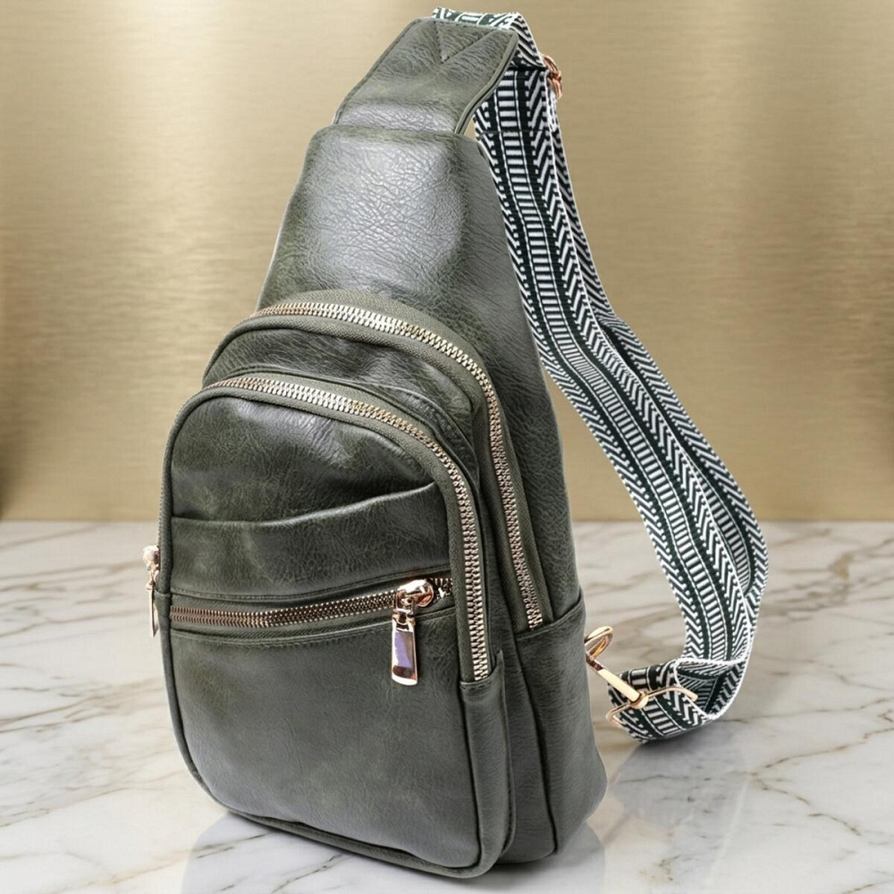 Удобная женская сумка с одной лямкой через плечо из экокожи Vintage 22756 Зеленый Киев - изображение 11