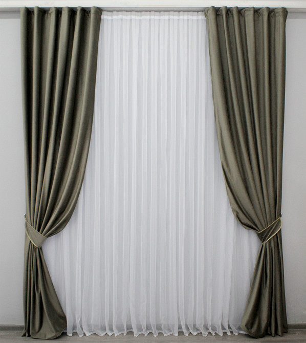 Комплект готових штор VR-Textil Оксамит (бархат) Kadife № 1130ш болотний 200х270 см 2 шт (32-031) Київ - фото 2
