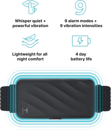 Вибрационный браслет-будильник Homedics WakeBand Black Bluetooth, бесшумный будильник, 9 режимов вибрации, приложение iOS/Android Киев
