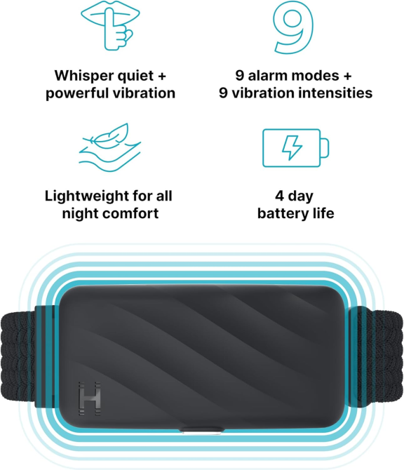 Вибрационный браслет-будильник Homedics WakeBand Black Bluetooth, бесшумный будильник, 9 режимов вибрации, приложение iOS/Android Киев - изображение 3