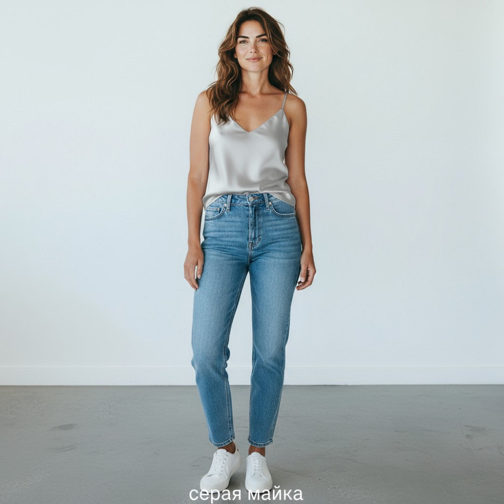 Шовкова майка на тонких бретельках Сірій 3XL/4XL Харків - фото 3