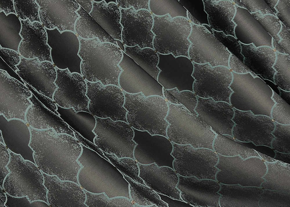 Комплект готовых штор VR-Textil Жаккард SAPFIR № 1754ш Графитовый с бирюзовым 100х300 см 2 шт (31-815) Киев - изображение 6