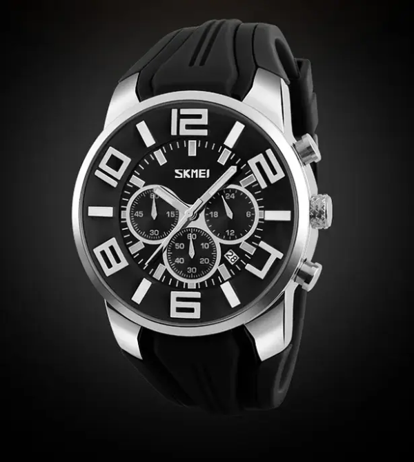 Мужские классические наручные часы Skmei 9128 (Черные с черным циферблатом ) Киев - изображение 5