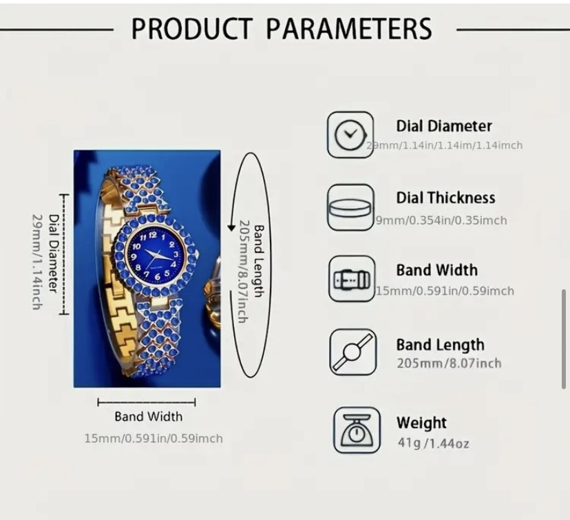 Подарочный набор для женщин Сердце наручные часы кольцо ожерелье браслет и серьги синий Киев - изображение 5