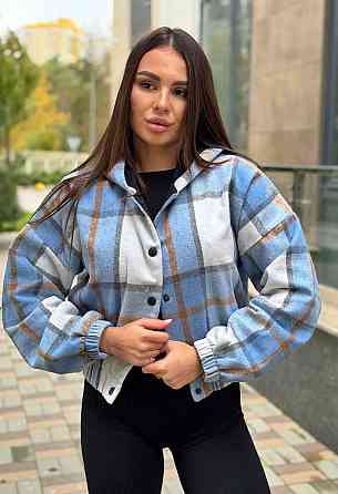 Жіночий повсякденний бомбер із подвійним капюшоном кашемір карта Блакитний, 42/46 Одеса