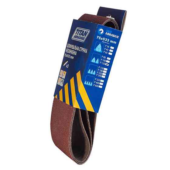 Шліфувальна стрічка нескінченна 75х533 мм Р120 TITAN ABRASIVE Рівне