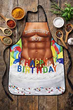 Фартук мужской с приколом Happy birthday 75 на 60 см разноцветный Киев