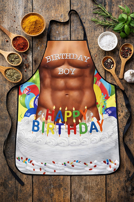 Фартук мужской с приколом Happy birthday 75 на 60 см разноцветный Киев - изображение 4