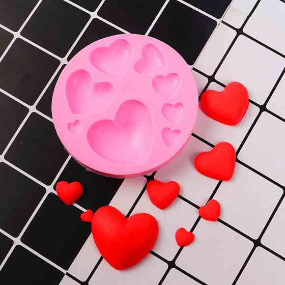 Молд силиконовый Сердца 78 мм розовый Киев