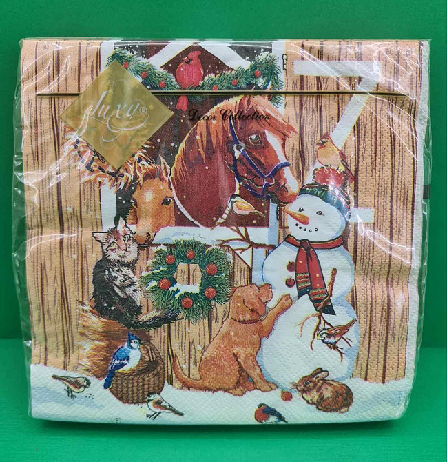 Новогодняя бумажная салфетка (ЗЗхЗЗ, 20шт) LuxyНГ  Дружественый Новый год (1 пачка) Харьков - изображение 1