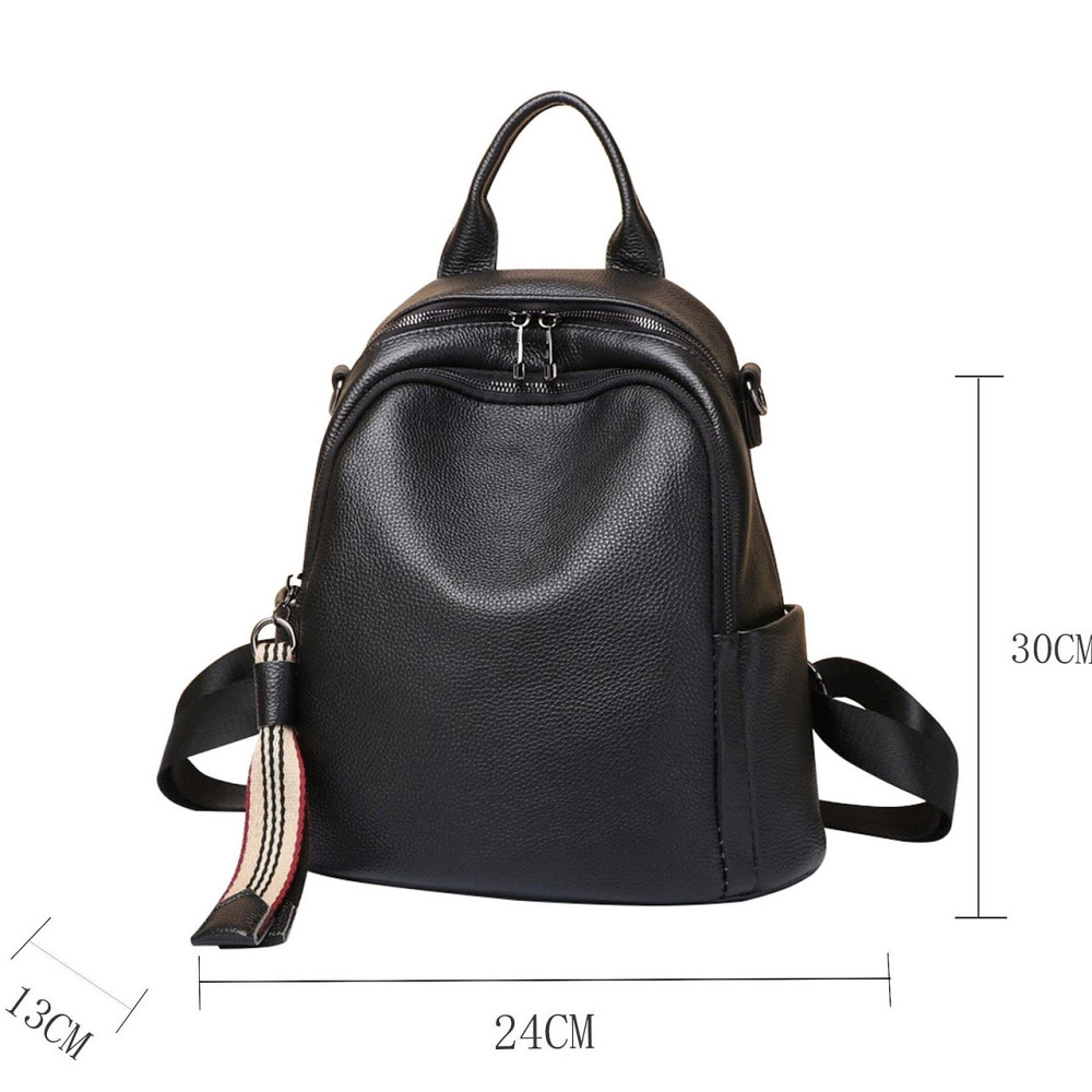 Чорний жіночий шкіряний міський рюкзак-сумка Киев - изображение 3