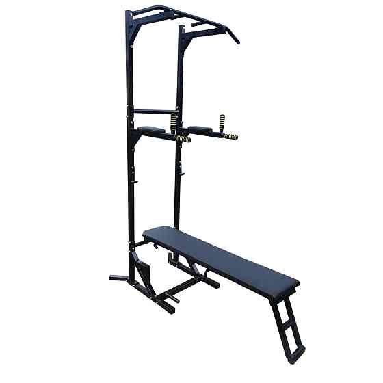 Скамья для жима + турник + пресс + брусья 5 в 1 50х50 мм KZ-802 Черный разборная Киев