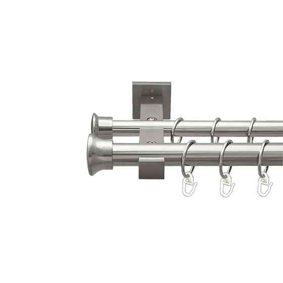 Карниз Orvit Дуо металевий дворядний техно гладка труба кільце металеве Нержавіюча Сталь 25\19 мм 160 см Львов