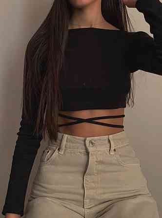 Жіночий романтичний топ із відкритою спиною рубчик Чорний Одеса