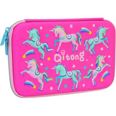 Пенал Cool For School с тиснением 1 отделение Фуксия (QT-5652-Rosered) Винница