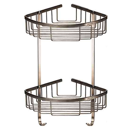 Поличка в душову SS8488-кутова Подвійна НЕРЖ-SUS304-(200*200*425мм)-(Globus Lux) Киев