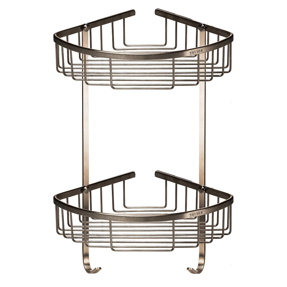 Поличка в душову SS8488-кутова Подвійна НЕРЖ-SUS304-(200*200*425мм)-(Globus Lux) Тернопіль - фото 1