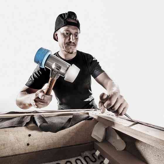 Молоток HALDER Simplex 3117 насадки із синього поліуретану, білого нейлону+монтажний трафарет Одеса