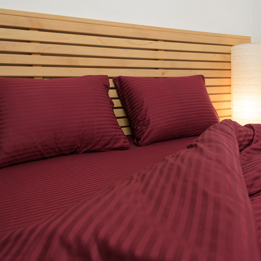 Наволочка страйп сатин на подушку 40х40 см 125 г/м2 YouStar 1 шт. (Бордовий) Суми - фото 1